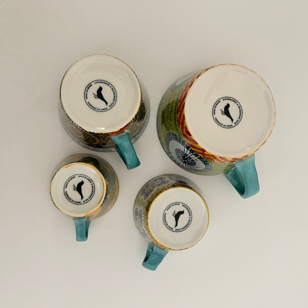 ANTHROPOLOGIE Austin Flora Measuring Cups Ceramic Handled Colorful Set of 4 - Picture 9 of 11